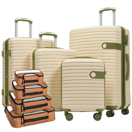 POWANLI 3Pcs Luggage Sets New Model Expandable ABS Hardshell,Luggage Hardside Lightweight Durable Suitcase sets Spinner Wheels Suitcase with TSA Lock 20''24''28''(Champagne)