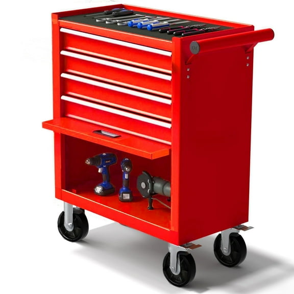 POVANLI 4-Drawer Rolling Tool Chest with Wheels Multifunctional Tool Chest Portable Tool Storage Cabinet with Locking System for Garage Workshop Warehouse Repair Shop