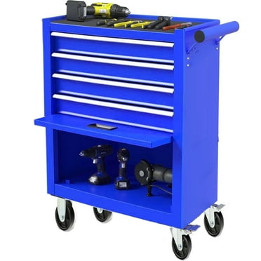 POVANLI  4-Drawer Rolling Tool Chest with Wheels Multifunctional Tool Chest Portable Tool Storage Cabinet with Locking System for Garage Workshop Warehouse Repair Shop