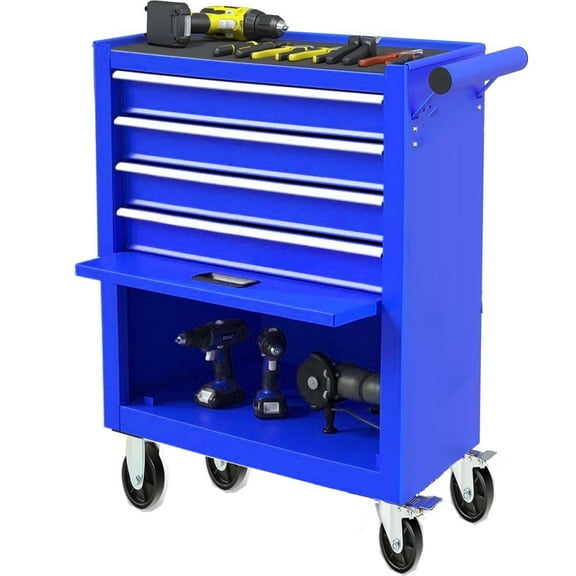 POVANLI 4-Drawer Rolling Tool Chest with Wheels Multifunctional Tool Chest Portable Tool Storage Cabinet with Locking System for Garage Workshop Warehouse Repair Shop