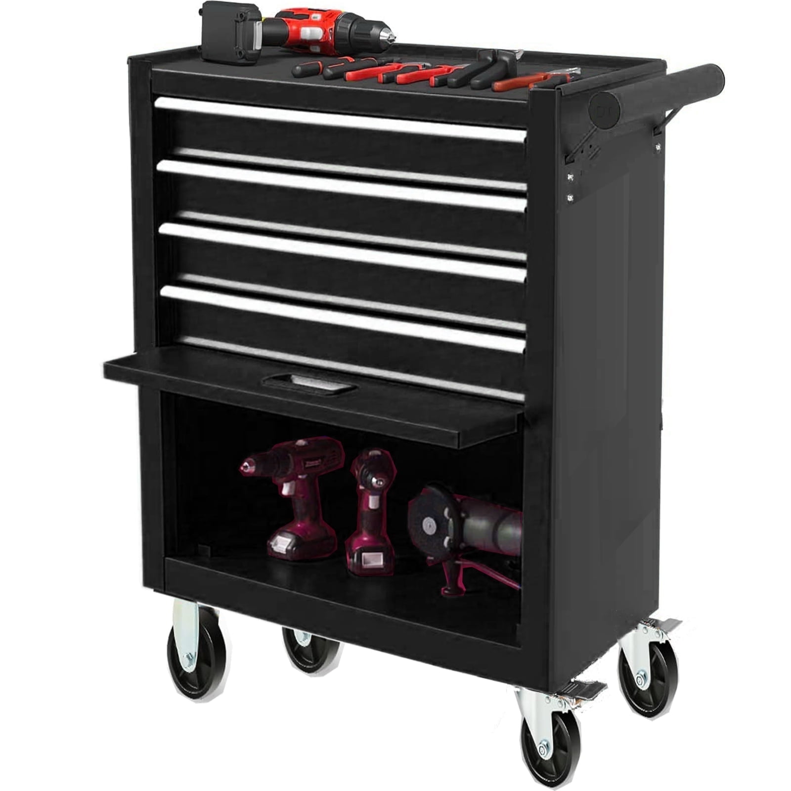 POVANLI  4-Drawer Rolling Tool Chest with Wheels Multifunctional Tool Chest Portable Tool Storage Cabinet with Locking System for Garage Workshop Warehouse Repair Shop