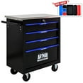 thumbnail image 1 of POVANLi 4 Drawers Multifunctional Tool Cart with wheels,Key Locking and 4 Toolbox On Wheels, Metal,Suitable for Garages,Warehouses,Workshops,Repair Shops(Black+Blue), 1 of 10