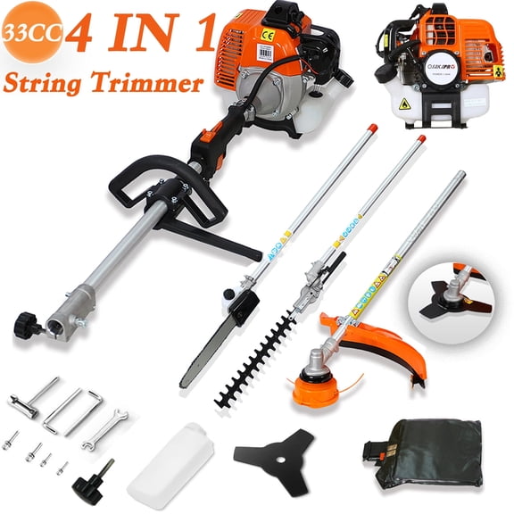 POVANLI 4-in-1 Multi-Functional Trimmer,Grass Trimming Tool,33CC 2-Cycle Garden Tool System with Gas Pole Saw, Hedge Trimmer, Grass Trimmer, and Brush Cutter EPA Compliant
