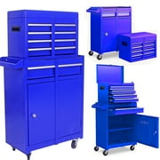 POWANLI Detachable 5-Drawer Rolling Tool Chest with Bottom Cabinet and One Adjustable Shelf/Locking System for Garage Workshop Warehouse Repair Shop