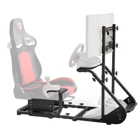 POVANLI Enhanced and Stable Adjustable Racing Simulator Cockpit Wheel Stand, Compatible with Fanatec, PXN, Thrustmaster and Logitech, Excluding Seat, Handbrake, Pedals and Monitor(Black)