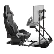 POVANLI Enhanced and Stable Racing Simulator Cockpit and Seat, Adjustable Driving Simulators Compatible with Fanatec, PXN, Thrustmaster and Logitech, Excluding Monitor, Handbrake and Pedals Black
