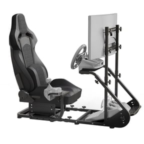 POVANLI Enhanced and Stable Racing Simulator Cockpit and Seat, Adjustable Driving Simulators Compatible with Fanatec, PXN, Thrustmaster and Logitech, Excluding Monitor, Handbrake and Pedals (Black)