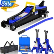POVANLI Floor Jack, 2 Ton Low Profile Floor Jack, 3t jack stand Tire Repair Kit Heavy Duty Steel Racing Floor Jack with Single Piston Quick Lift Pump, Floor Jack Lifting Range 3.3-15.2