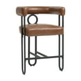 thumbnail image 1 of POWANLI PU Leather Bar Stools (Set of 1), Modern Upholstered Bar Chair with Back & Footrest, Black Metal Frames, for Bar Kitchen Island Restaurant Bistro , Club (Light Brown), 1 of 13