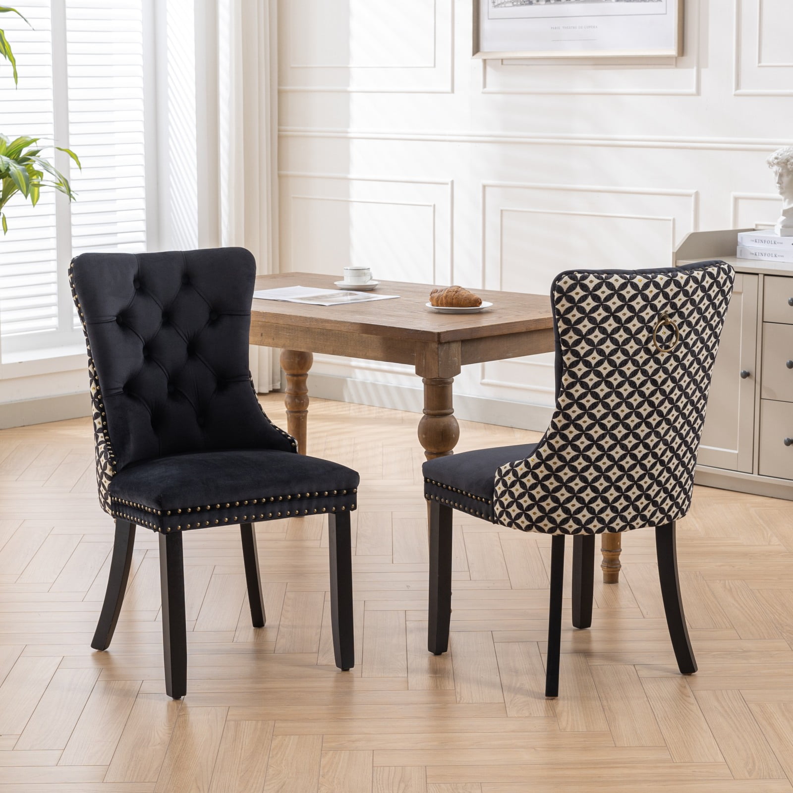 POWANLI Velvet Dining Chairs Set of 2,Upholstered Dining Chairs with ...