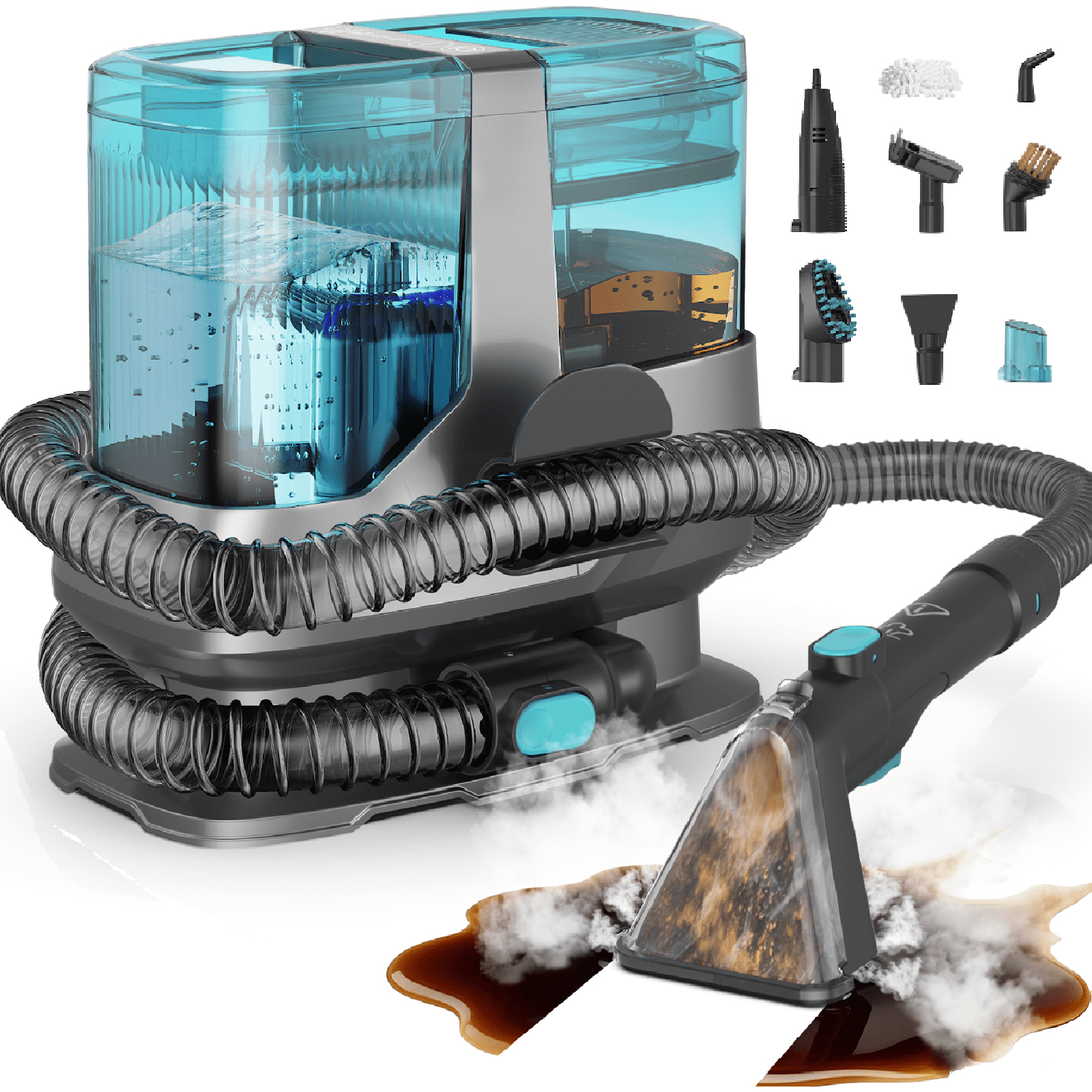 POWEART Carpet Cleaner Machine with Steam, Hot & Cold Water, 4 Cleaning ...