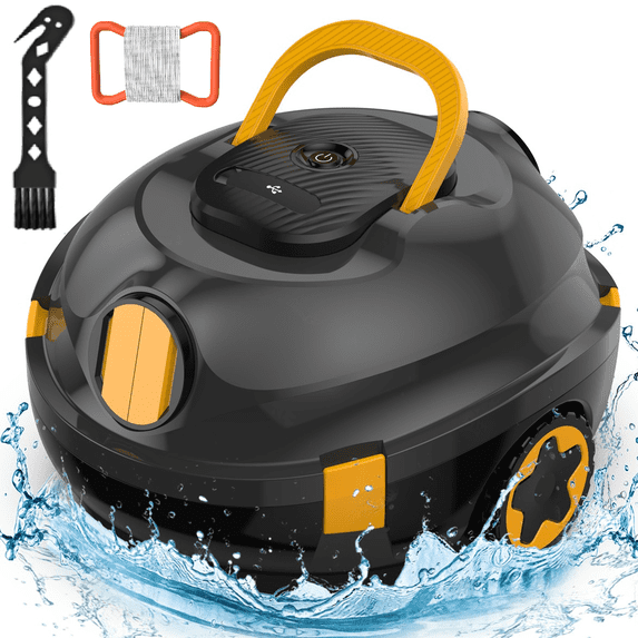 POWEART Cordless Robotic Pool Cleaner, 120-Min Auto Vacuum, Smart Edge Shutoff, Deep Clean, Large Filter Basket for Flat Above-Ground Swimming Pools