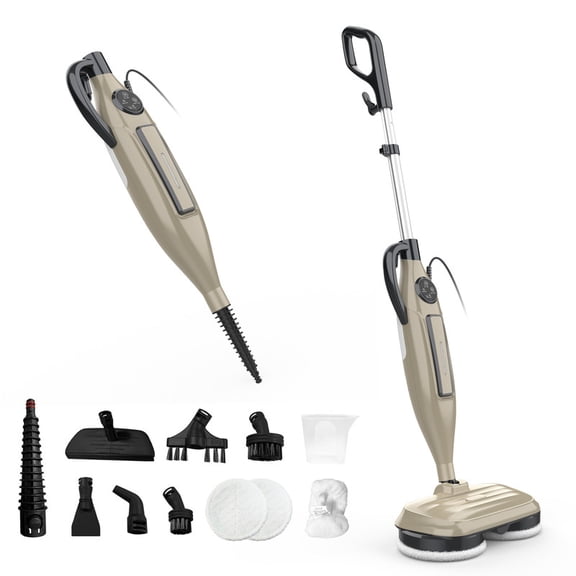 POWEART Steam Mop, 8-in-1 Corded Steam Cleaner with Rotating Scrubbing Pads, Detachable Handheld, 99.9% Sanitization, Fast Heat-Up, Multi-Surface for Hardwood, Tile, Marble Floors, Kitchen & Home