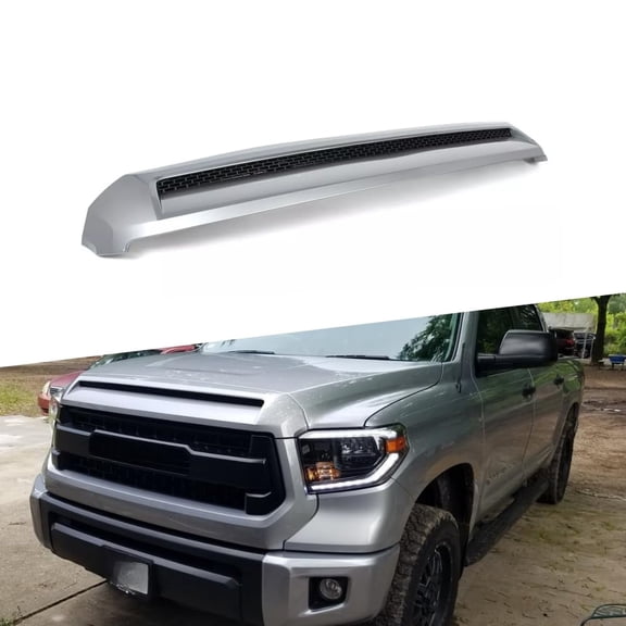 POWECHOX Front Upper Hood Bugle Molding Silver Sky Compatible with Toyota For Tundra 2014 2015 2016 2017 2018 2019 2020 Models, W/O LED, Replacement for 76180-0C030,761800C030C0