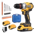 thumbnail image 1 of Euur 21V MAX Brushless Cordless Drill Set, Power Drill Kit with Battery and Charger, 3/8-Inch Keyless Chuck, Variable Speed, 18 Position and 26pcs Drill Bits (Yellow), 1 of 7