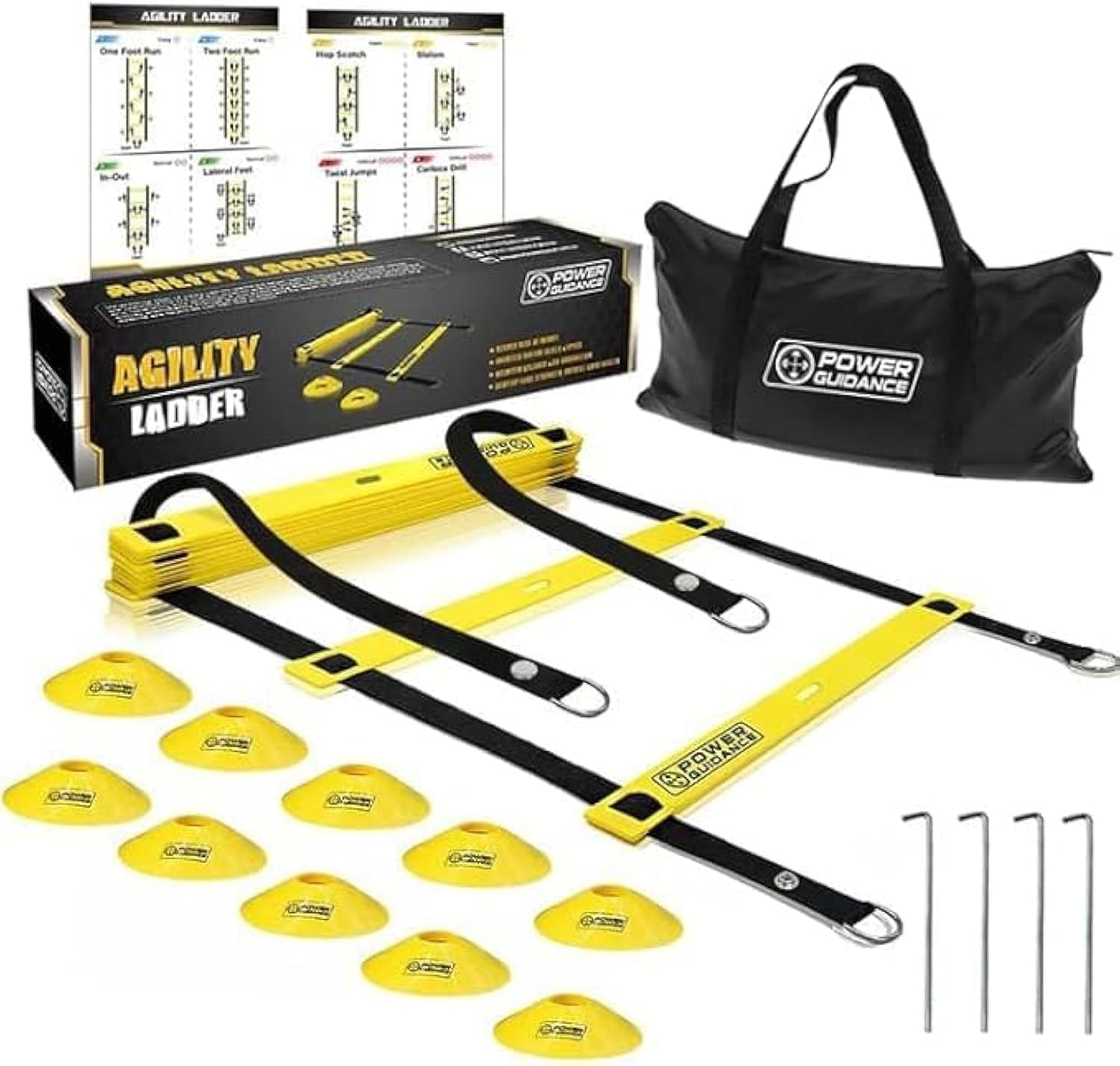 POWER GUIDANCE Agility Ladder (20 Feet) with Cones for Speed Agility