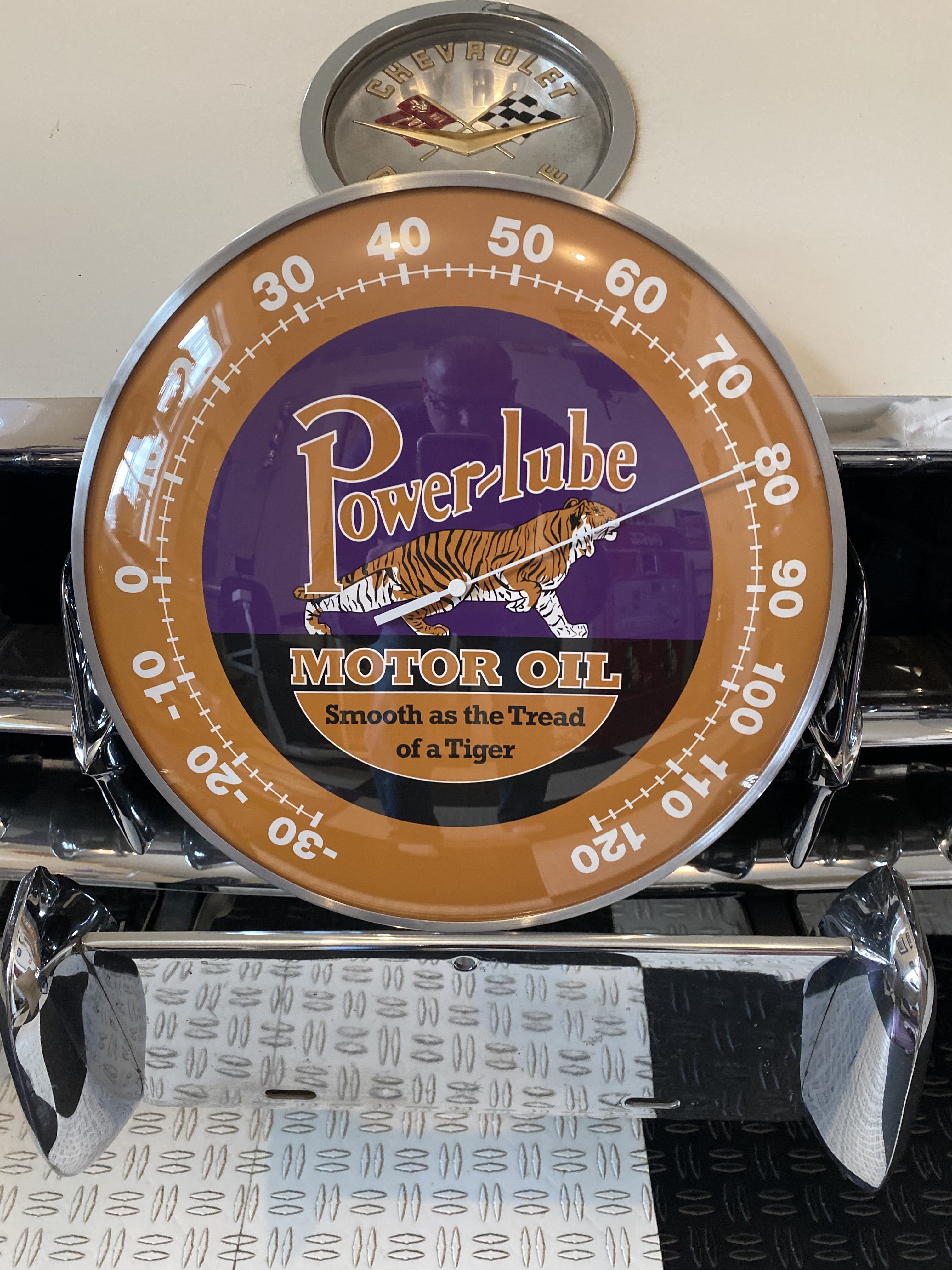 POWER LUBE Gas and OIL Vintage style Round Thermometer 12" INCH NEW ...