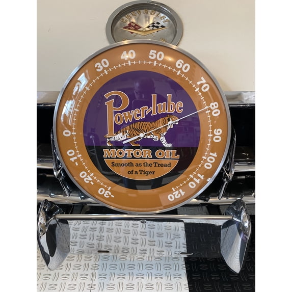 POWER LUBE Gas and OIL Vintage style Round Thermometer 12" INCH NEW ...