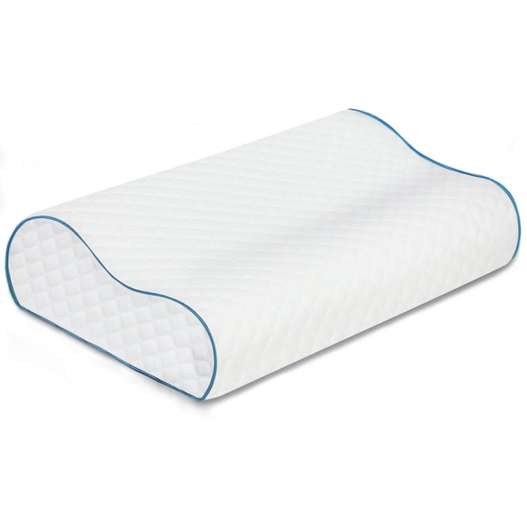 Blissbury Contour Pillow, Sandwich Memory Foam Contour Pillow | Curved Pillow for Neck Pain, Neck Support for Back, Stomach, Side Sleepers - Includes