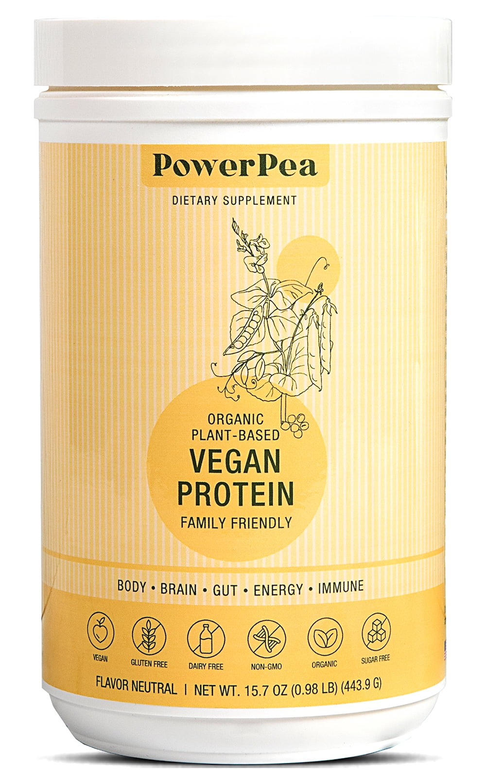 POWER PEA Plant Based Vegan Protein Unflavored USDA Organic with