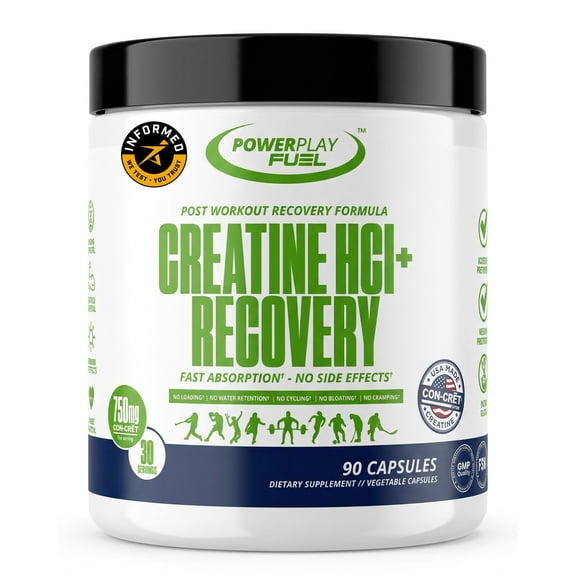 POWER PLAY FUEL CON-CRĒT® Creatine HCl Recovery Capsules, 90 Capsules