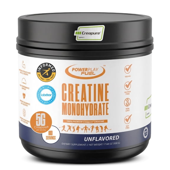 Power Play Fuel Creapure Creatine Monohydrate Powder, Unflavored, 500g