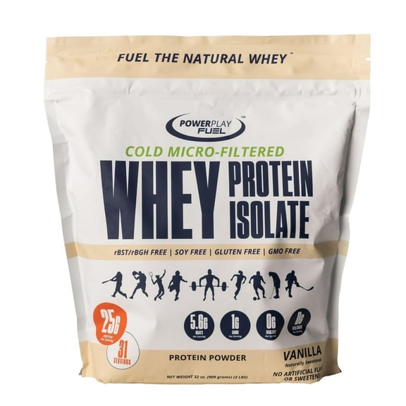 POWER PLAY FUEL Cold Micro-Filtered Whey Protein Isolate Powder, Vanilla 32oz