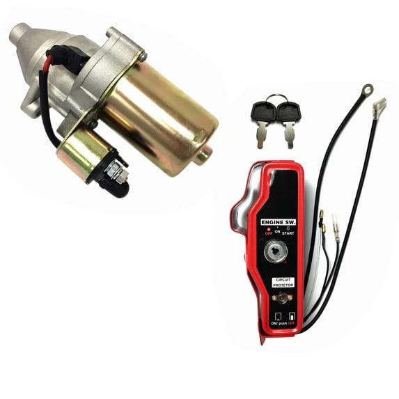 POWER PRODUCTS Ignition Switch Box W/Keys & Electric Starter Motor W/Solenoid for Honda GX340 GX390 11HP 13HP Gas Engine