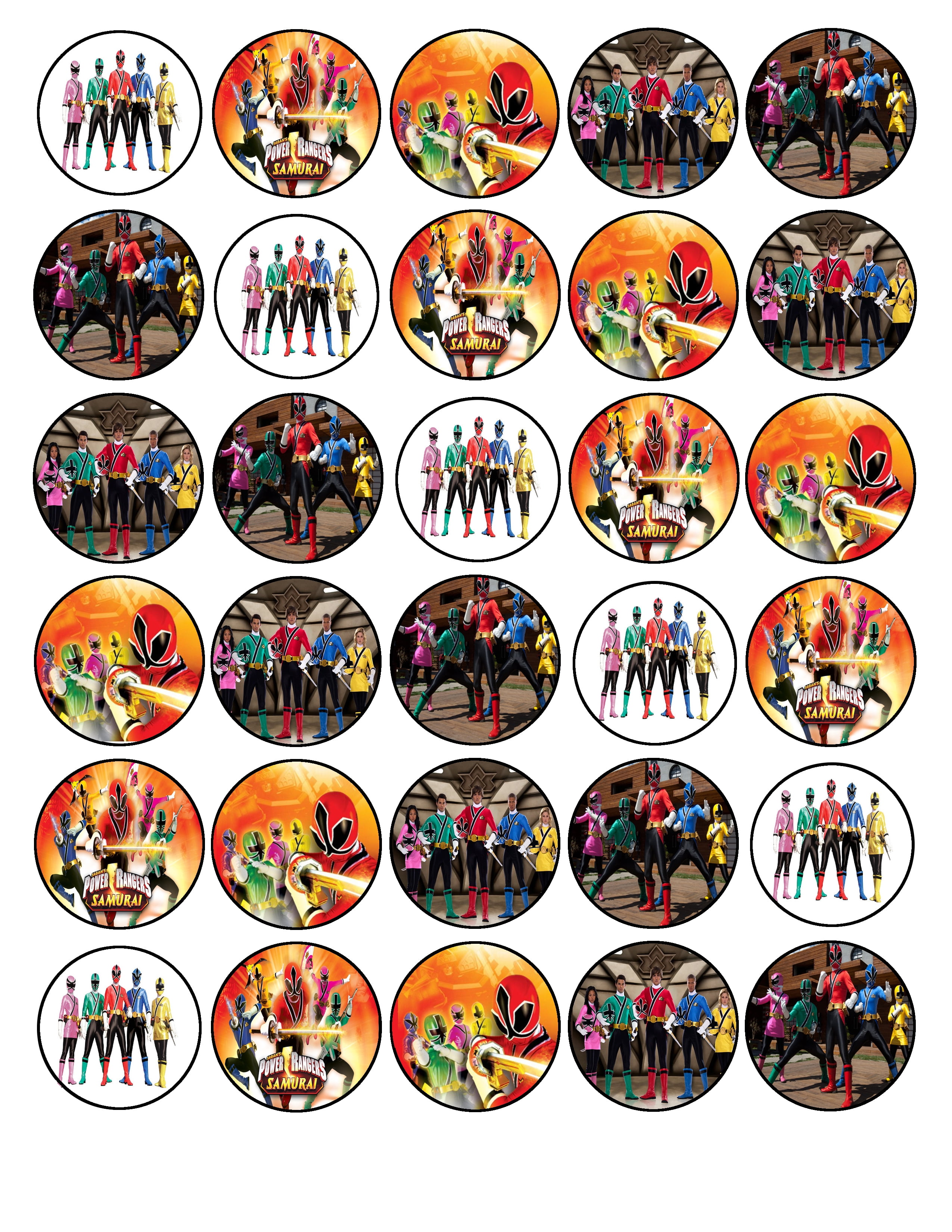 POWER RANGERS Edible Birthday Party Cake Topper Cupcake Image