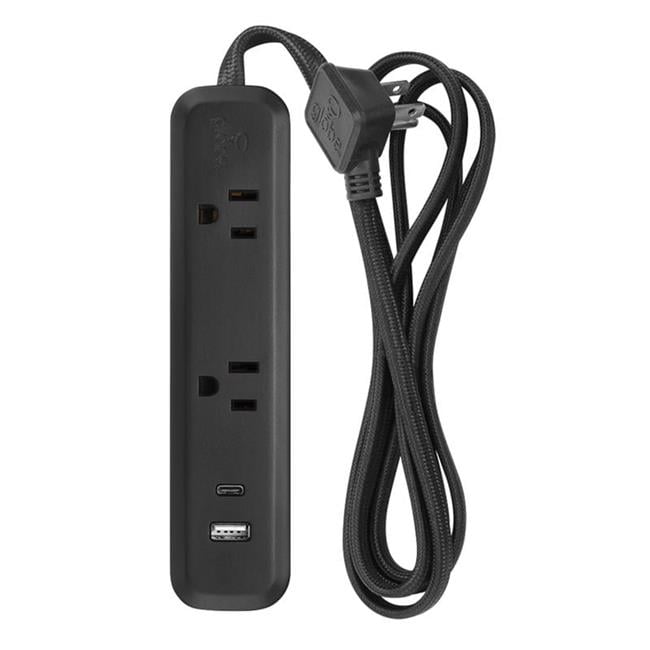 Globe Electric 3014527 6 ft. 2-Outlets Power Strip, Black - Pack of 8