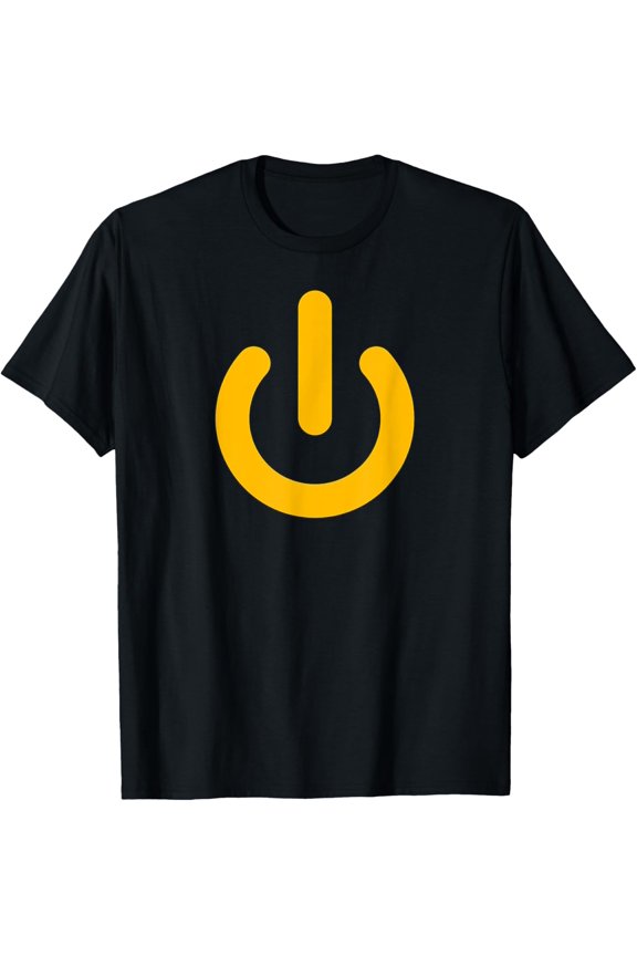 POWER SYMBOL BUTTON SWITCH STANDBY ICON HALLOWEEN COSTUME T-Shirt men and women can wear, black, white, gifts