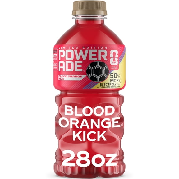 POWERADE Limited Edition Blood Orange Kick Electrolyte Sports Drink Bottle, 28 fl oz