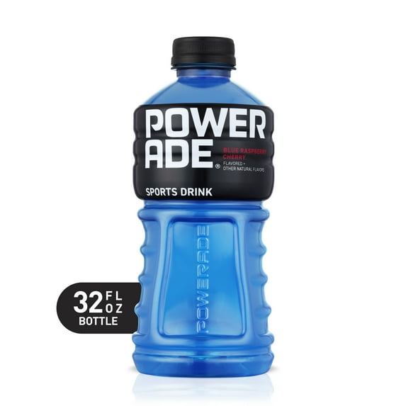 POWERADE Blue Raspberry Cherry, ION4 Electrolyte Enhanced Fruit Flavored Sports Drink w/ Vitamins B3, B6, and B12, Replenish Sodium, Calcium, Potassium, Magnesium, 32 fl oz