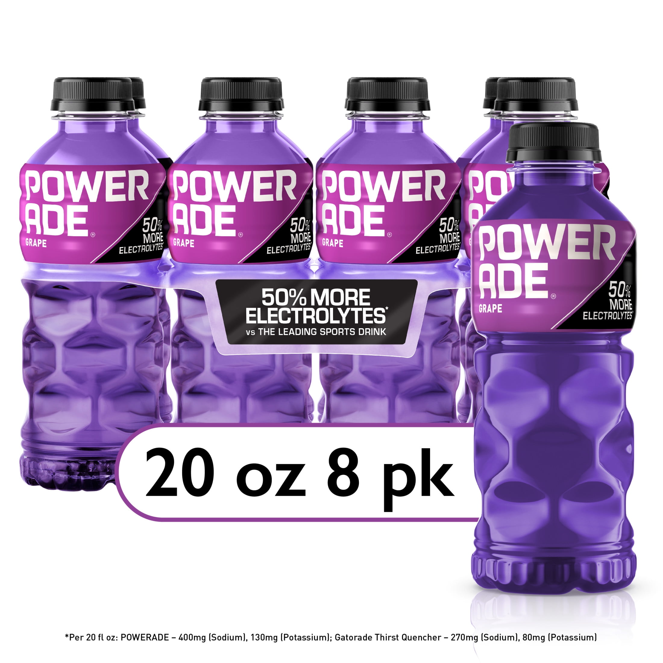 POWERADE Grape Electrolyte Sports Drink, 20 fl oz, 8 Pack Bottles
