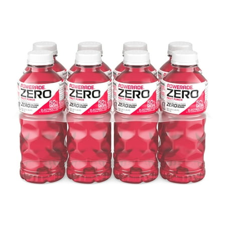 POWERADE Zero Sugar Fruit Punch Electrolyte Sports Drink, 20 fl oz, 8 Pack Bottles