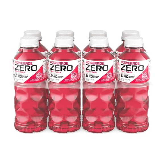 POWERADE Zero Sugar Fruit Punch Electrolyte Sports Drink, 20 fl oz, 8 Pack Bottles