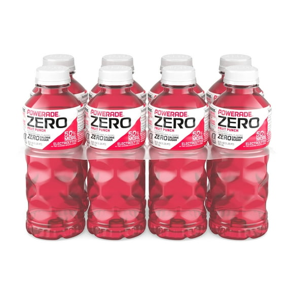 POWERADE Zero Sugar Fruit Punch Electrolyte Sports Drink, 20 fl oz, 8 pack Bottles