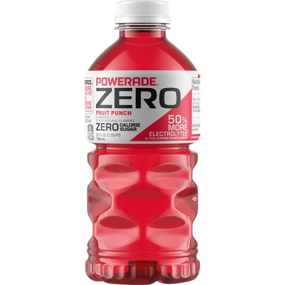 POWERADE Zero Sugar Fruit Punch Electrolyte Sports Drink, 28 fl oz Bottle