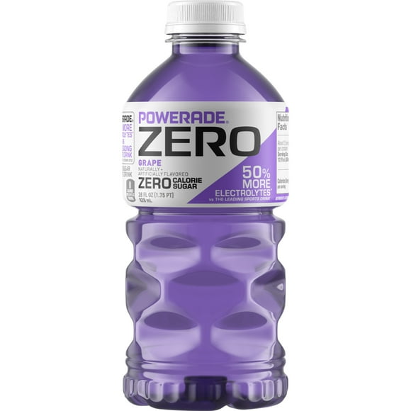 POWERADE Zero Sugar Grape Electrolyte Sports Drink, 28 fl oz Bottle