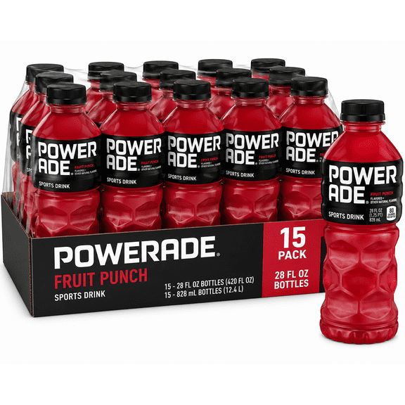 POWERADE Fruit Punch Sports Drink, 28 fl oz Bottles, 15 Count