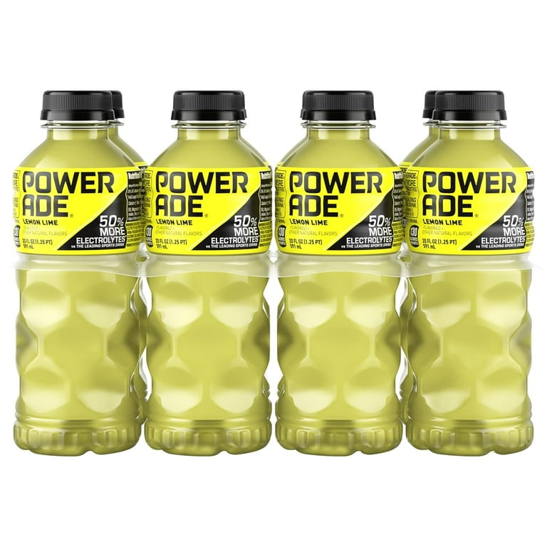 pote POWERADE Lemon Lime Sports Drink, 20 fl oz, 8 Pack, Hydration with