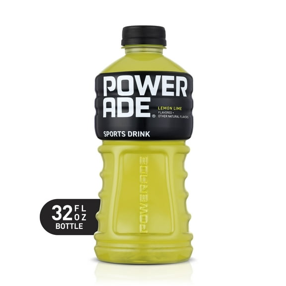 POWERADE Lemon Lime, ION4 Electrolyte Enhanced Fruit Flavored Sports Drink w/ Vitamins B3, B6, and B12, Replenish Sodium, Calcium, Potassium, Magnesium, 32 fl oz