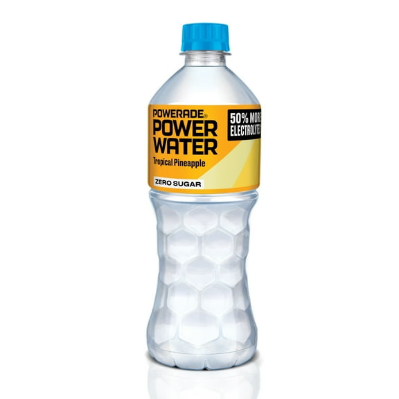 POWERADE Power Water Zero Sugar Tropical Pineapple Electrolyte Water, 20 fl oz