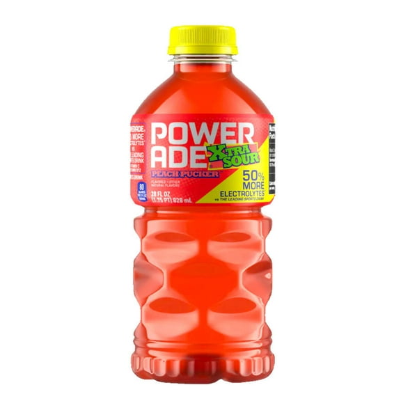 POWERADE XTRA SOUR Peach Pucker Electrolyte Sports Drink, 28 fl oz Bottle (2Pack)