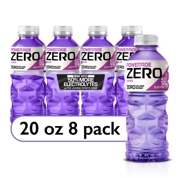 POWERADE ZERO Grape Bottled Electrolyte Sports Drink, 20 fl oz, 8 Count
