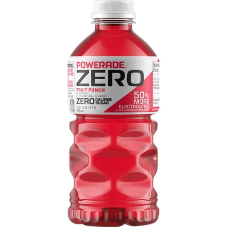 POWERADE Zero Sugar Fruit Punch Electrolyte Sports Drink, 28 fl oz Bottle
