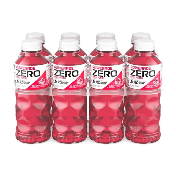 POWERADE Zero Sugar Fruit Punch Electrolyte Sports Drink Bottles, 20 fl oz, 8 Pack