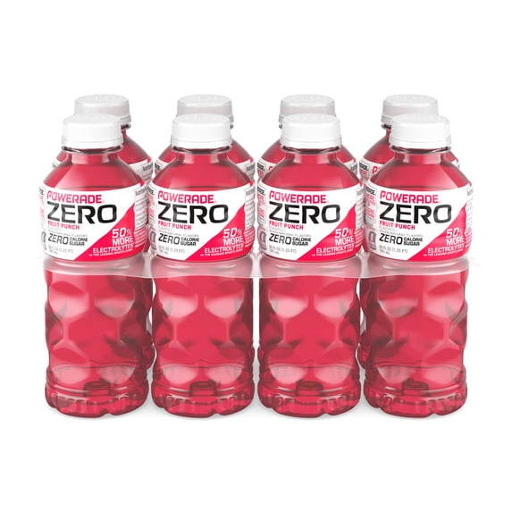 POWERADE Zero Sugar Fruit Punch Electrolyte Sports Drink Bottles, 20 fl oz, 8 Pack