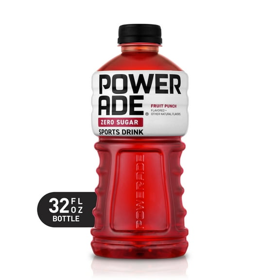 POWERADE Zero Sugar Fruit Punch, ION4 Electrolyte Enhanced Fruit Flavored Zero Sugar Zero Calorie Sports Drink w/ Vitamins B3, B6, and B12, Replenish Sodium, Calcium, Potassium, Magnesium, 32 fl oz