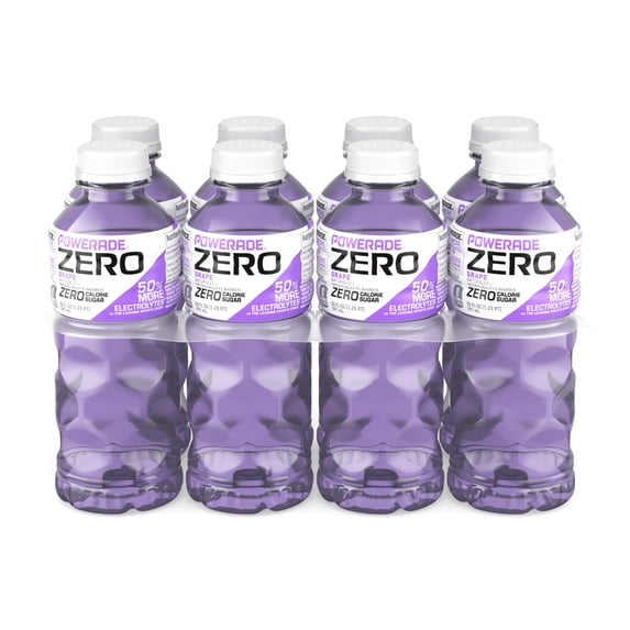 POWERADE Zero Sugar Grape Electrolyte Sports Drink Bottles, 20 fl oz, 8 Pack